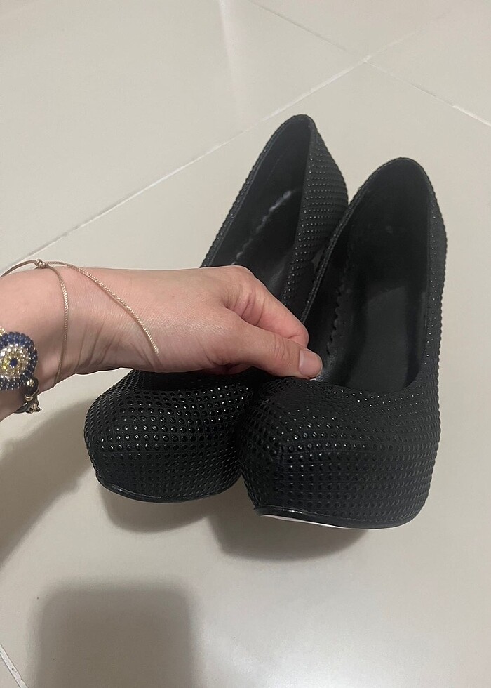 Siyah 36 numara platform topuklu ayakkabı - Görsel 2