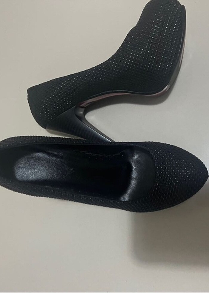 Siyah 36 numara platform topuklu ayakkabı - Görsel 5