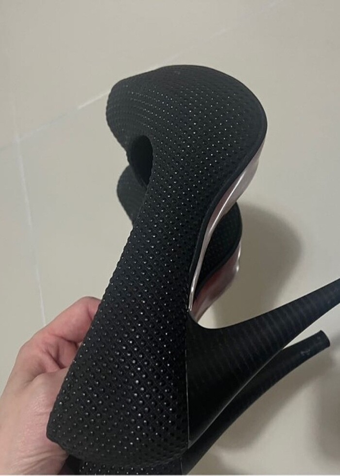 Siyah 36 numara platform topuklu ayakkabı - Görsel 4