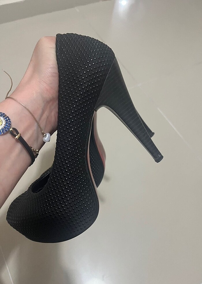 Siyah 36 numara platform topuklu ayakkabı - Görsel 3