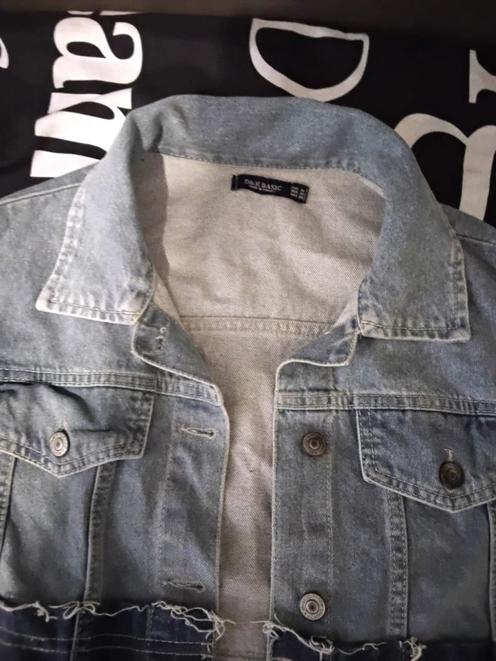 Fermuarlı ve Kemer Detaylı Gri Mavi Denim Ceket - Görsel 2