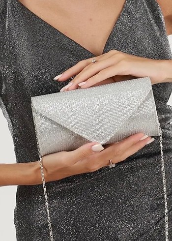 Gri Desenli Drapeli Kadın Portföy Çanta - Görsel 4