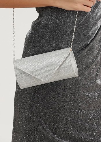 Gri Desenli Drapeli Kadın Portföy Çanta - Görsel 3