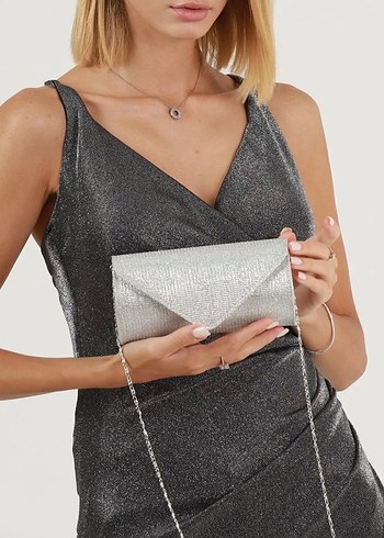 Gri Desenli Drapeli Kadın Portföy Çanta - Görsel 2