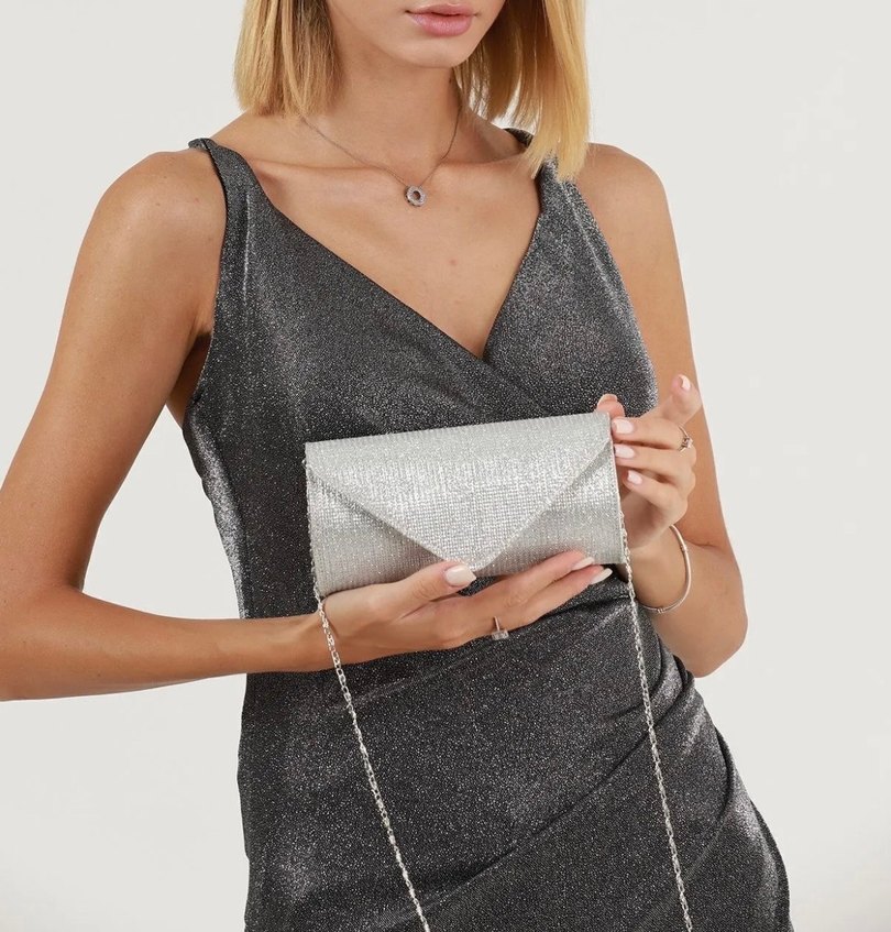 Gri Desenli Drapeli Kadın Portföy Çanta - Görsel 2