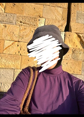 Mor Kadın Uzun tesettür haşema - Görsel 2