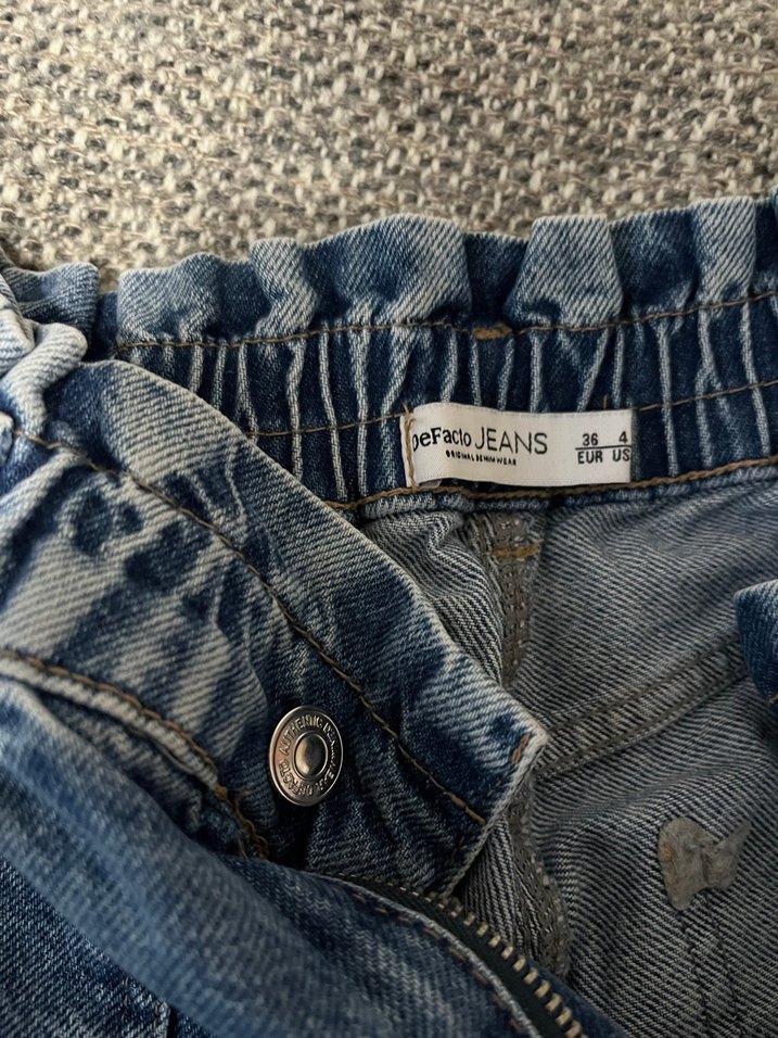 Mavi Bol Kesim Kadın Kot Pantolon - Görsel 3