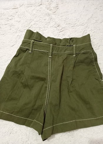 Bershka Kadın Haki Renk Yüksek Bel Şort