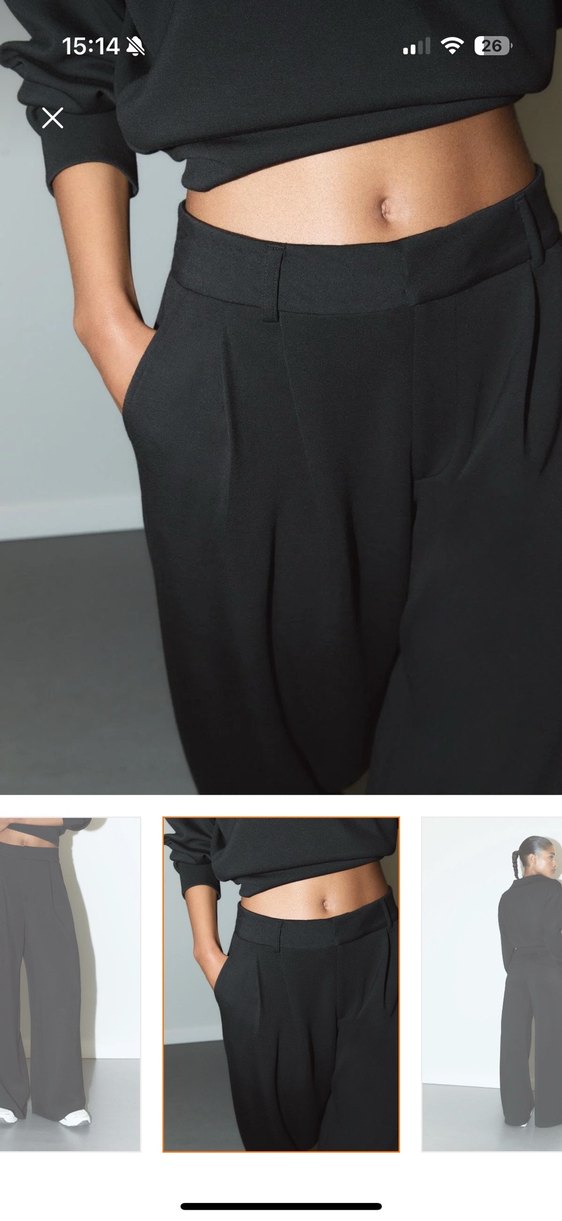 Siyah Kadın Bol Kesim Kumaş Pantolon - Görsel 2
