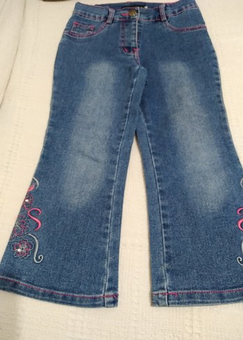Nakışlı Mavi Kız Kot Pantolon