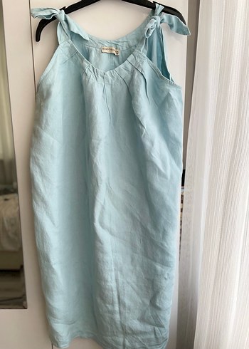 Mavi Keten Hamile elbisesi, - Görsel 2