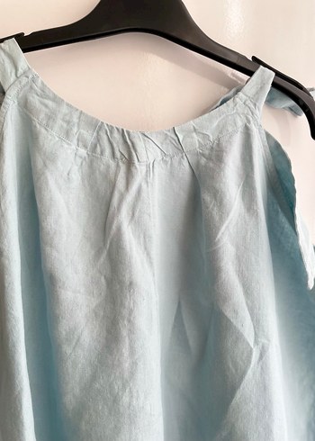 Mavi Keten Hamile elbisesi, - Görsel 4