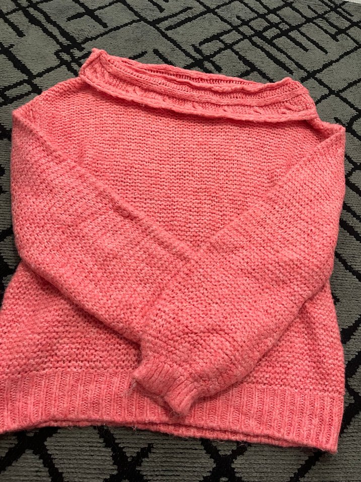 Pembe Örgü Kadın Triko Kazak - Görsel 2
