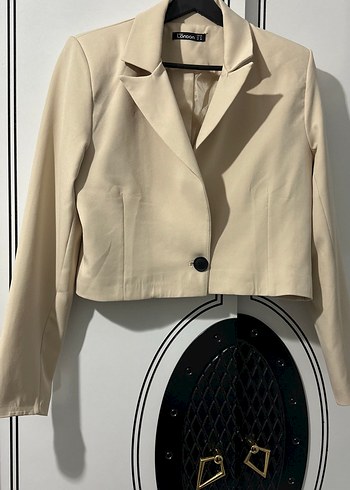 Bej Mini Kadın Blazer Ceket