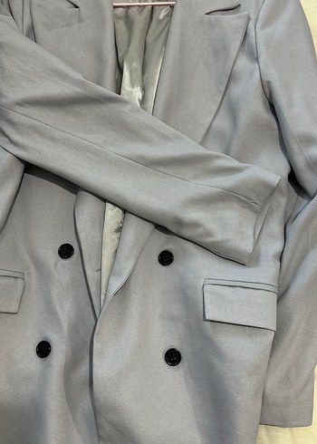 Gri Düğmeli Kadın Blazer Ceket - Görsel 5