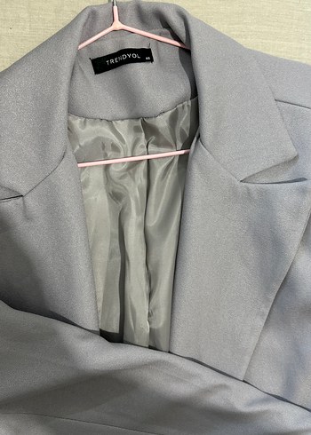 Gri Düğmeli Kadın Blazer Ceket - Görsel 6