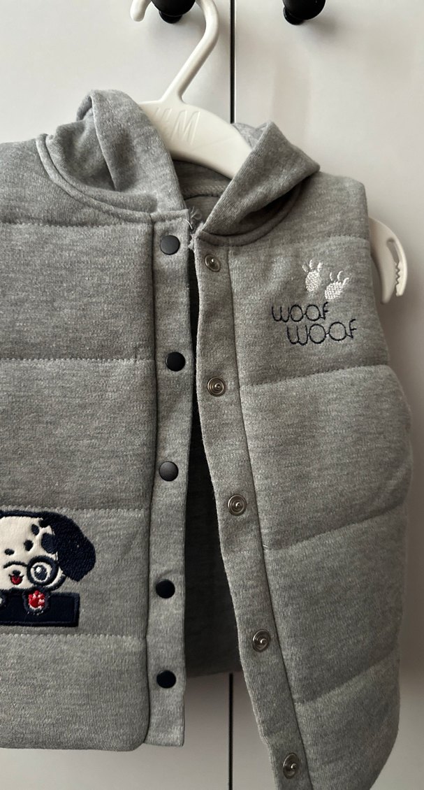 Erkek Çocuk Gri Kapüşonlu Düğmeli Yelek - Görsel 2