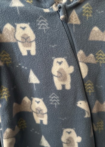 Gri Baskılı Fermuarlı Bebek Tulumu - Görsel 2