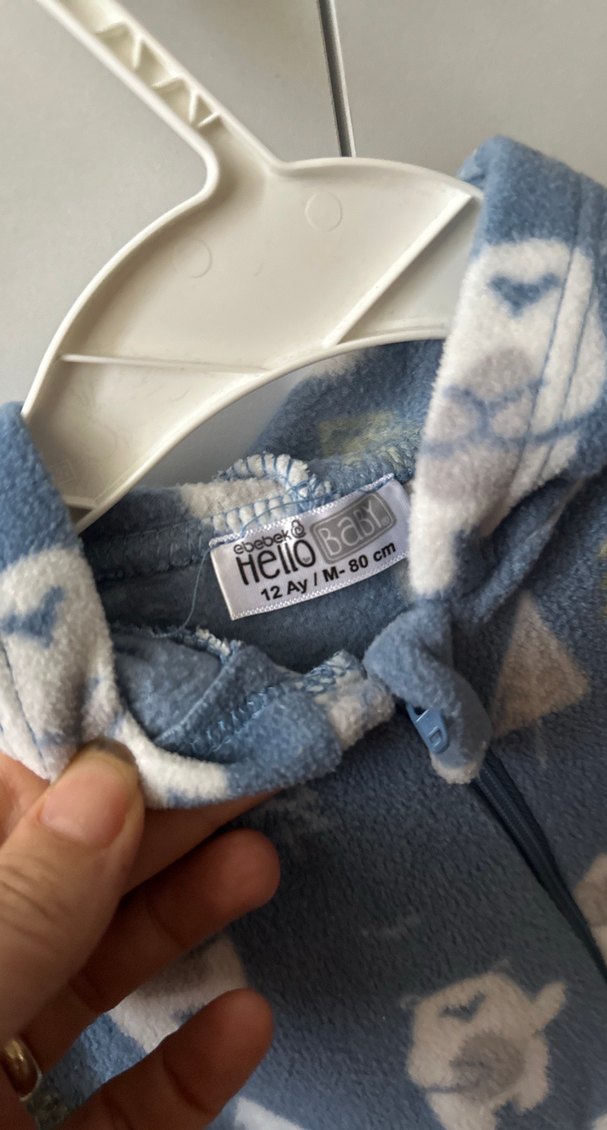 Gri Baskılı Fermuarlı Bebek Tulumu - Görsel 3