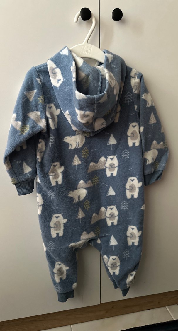 Gri Baskılı Fermuarlı Bebek Tulumu - Görsel 4