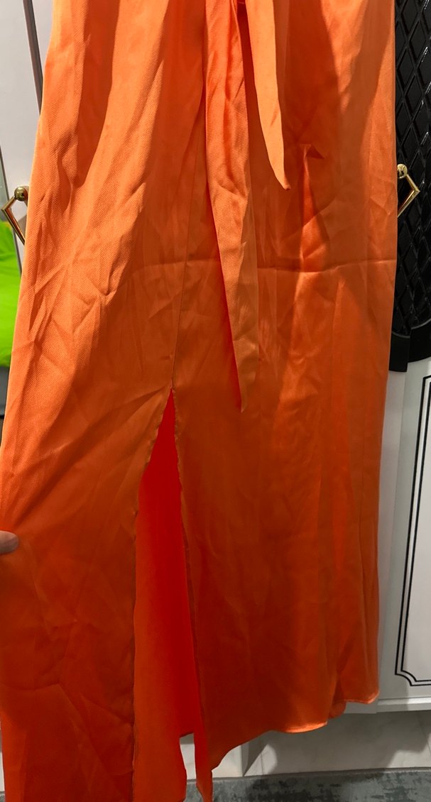 Turuncu Uzun Askılı Salaş Elbise - Görsel 2