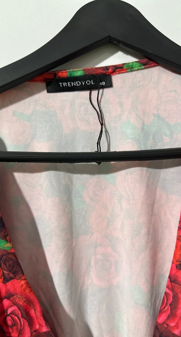 Kırmızı Desenli Uzun Bohem Elbise - Görsel 2