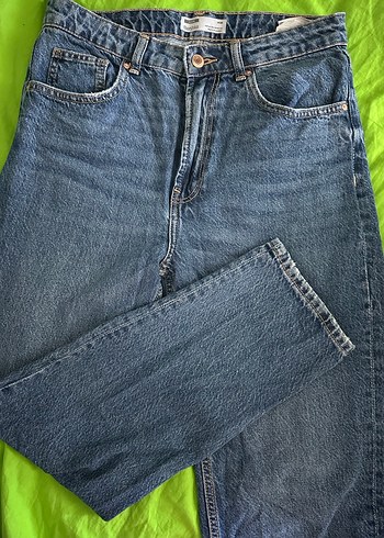 Düğmeli Mavi Salaş Kadın Denim Pantolon - Görsel 4