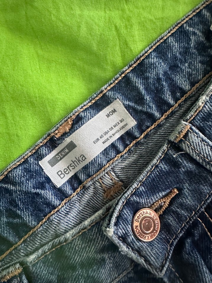 Düğmeli Mavi Salaş Kadın Denim Pantolon - Görsel 2