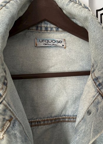 Düğmeli Gri Kadın Denim Ceket - Görsel 3