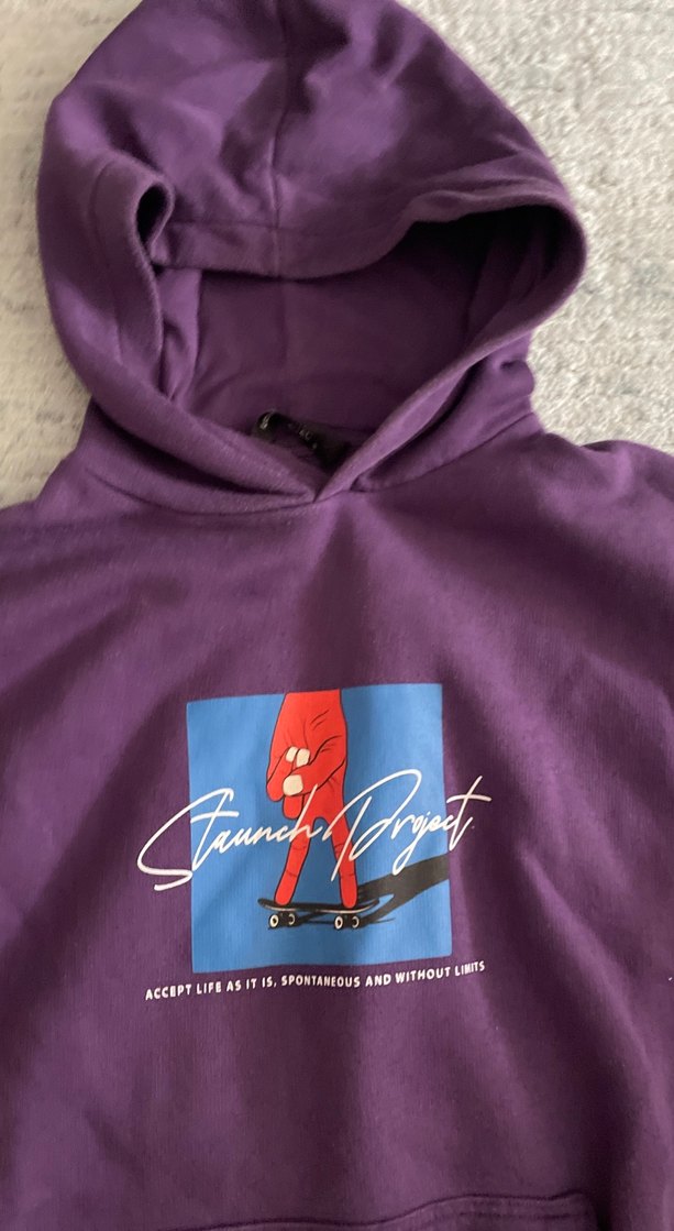 Mor Kapüşonlu Uzun Kollu Sweatshirt - Görsel 2