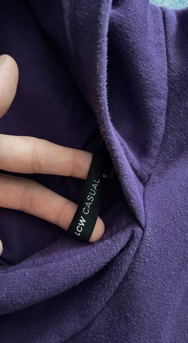 Mor Kapüşonlu Uzun Kollu Sweatshirt - Görsel 3