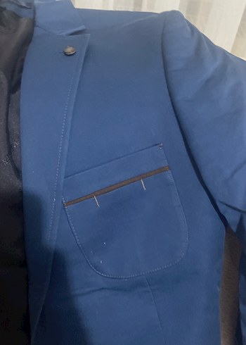 Lacivert Erkek Ceket, Normal Kesim, Düğmeli beden slim fit - Görsel 3