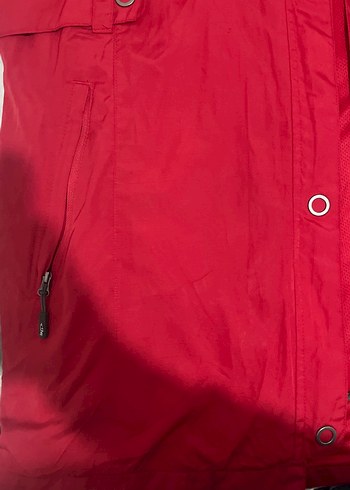 Kırmızı Kapüşonlu Düğmeli Midi Ceket - Görsel 2