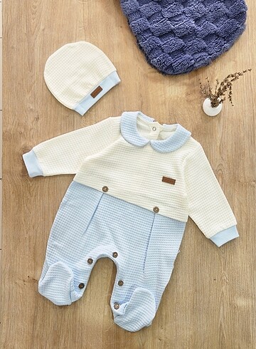 PREMİUM BEBE YAKA ŞAPKALI TULUM SET