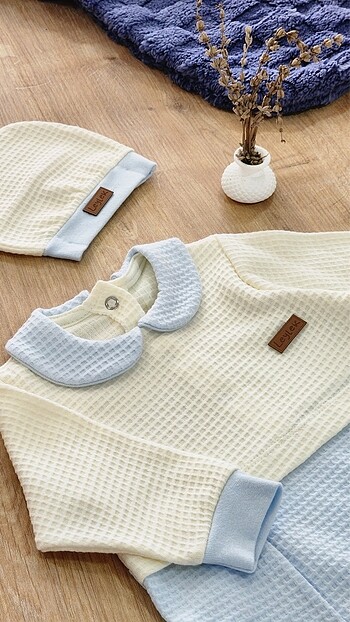 6 Ay Beden PREMİUM BEBE YAKA ŞAPKALI TULUM SET