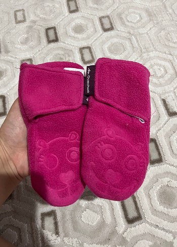 Kız Çocuk Pembe Polar Eldiven Velcro - Görsel 2