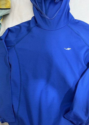 s Beden Mavi Yüksek Yakalı Fermuarlı Sweatshirt