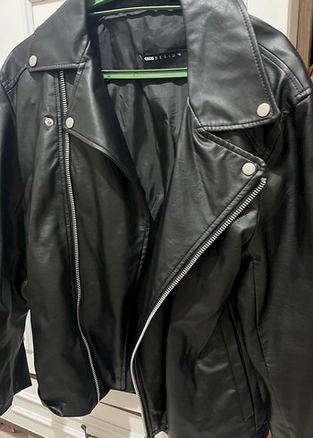 Asos Siyah Deri Biker Ceket