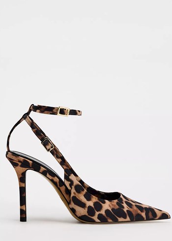 Leopar Desenli Tokalı Kahverengi Stiletto