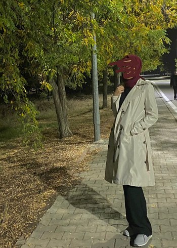 Kadın Camel Trençkot - Midi Boy, Kemerli - Görsel 2