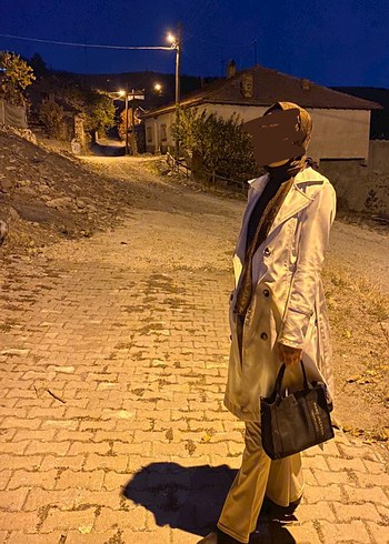 Kadın Camel Trençkot - Midi Boy, Kemerli - Görsel 3