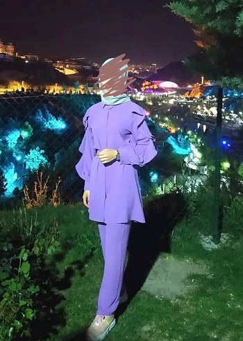 Mor İkili Takım Tesettür - Görsel 2