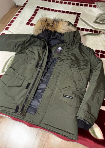Moncler Haki Kapusonlu Kalin Kislik Mont