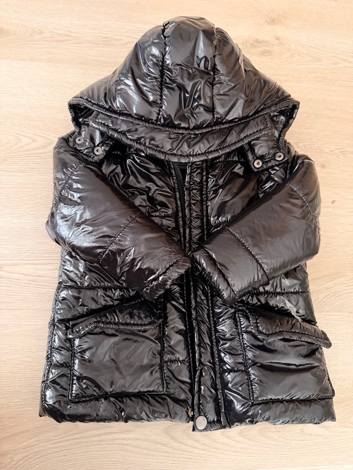 Siyah Çocuk Kürklü Kapüşonlu Mont - Görsel 2