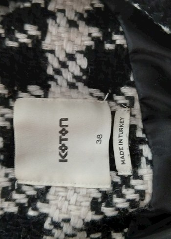 Düğmeli Gri Kareli Midi Kadın Kaban - Görsel 4