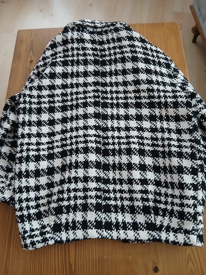 Düğmeli Gri Kareli Midi Kadın Kaban - Görsel 2