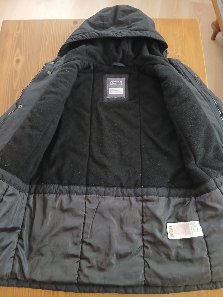 Siyah Kapüşonlu Erkek Çocuk Street Wear Kaban - Görsel 3