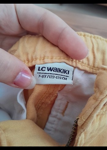 7 Yaş Beden Düğmeli Sarı Pamuklu Erkek Şort