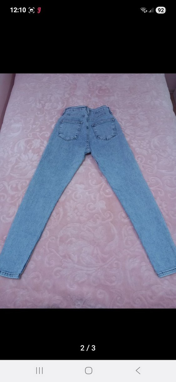 Pastel Mavi Bağlama Desenli Kadın Jean - Görsel 2