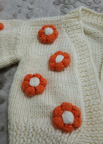 Bohem Çiçek Nakışlı Kız Çocuk Triko Hırka - Görsel 2